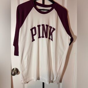 PINK Victoria's Secret Long Sports Maroon 3/4 Sleeve Shirt- size XL